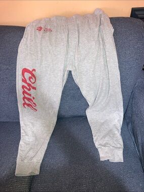 Chill Grey mean door light chill Sweatpants with Red Script